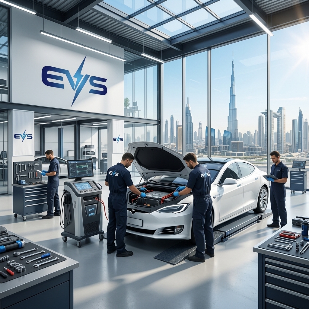 EV Specialist Dubai team working in workshop